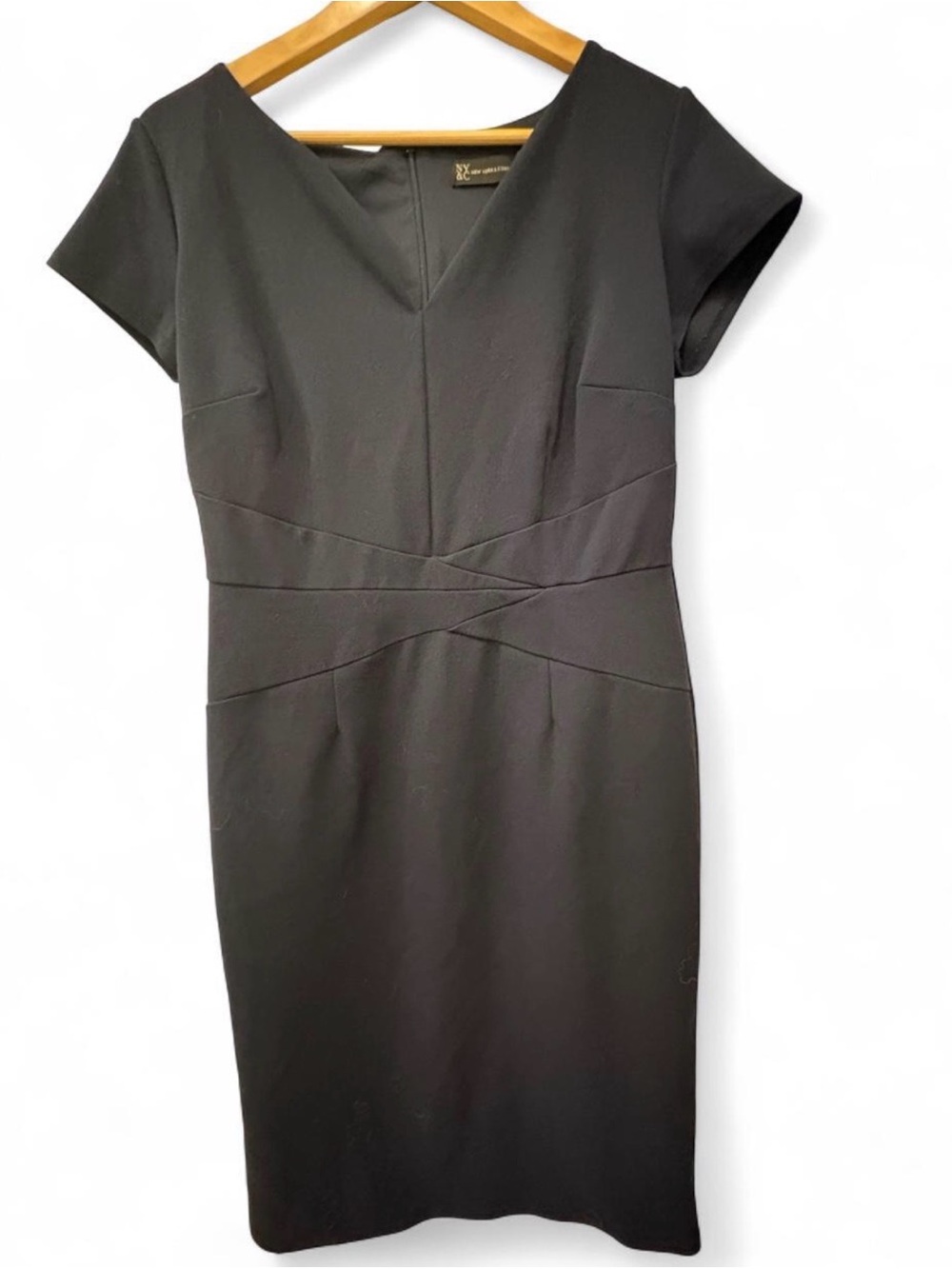 New York & Company Navy  Midi Sheath Dress with Waist Detail